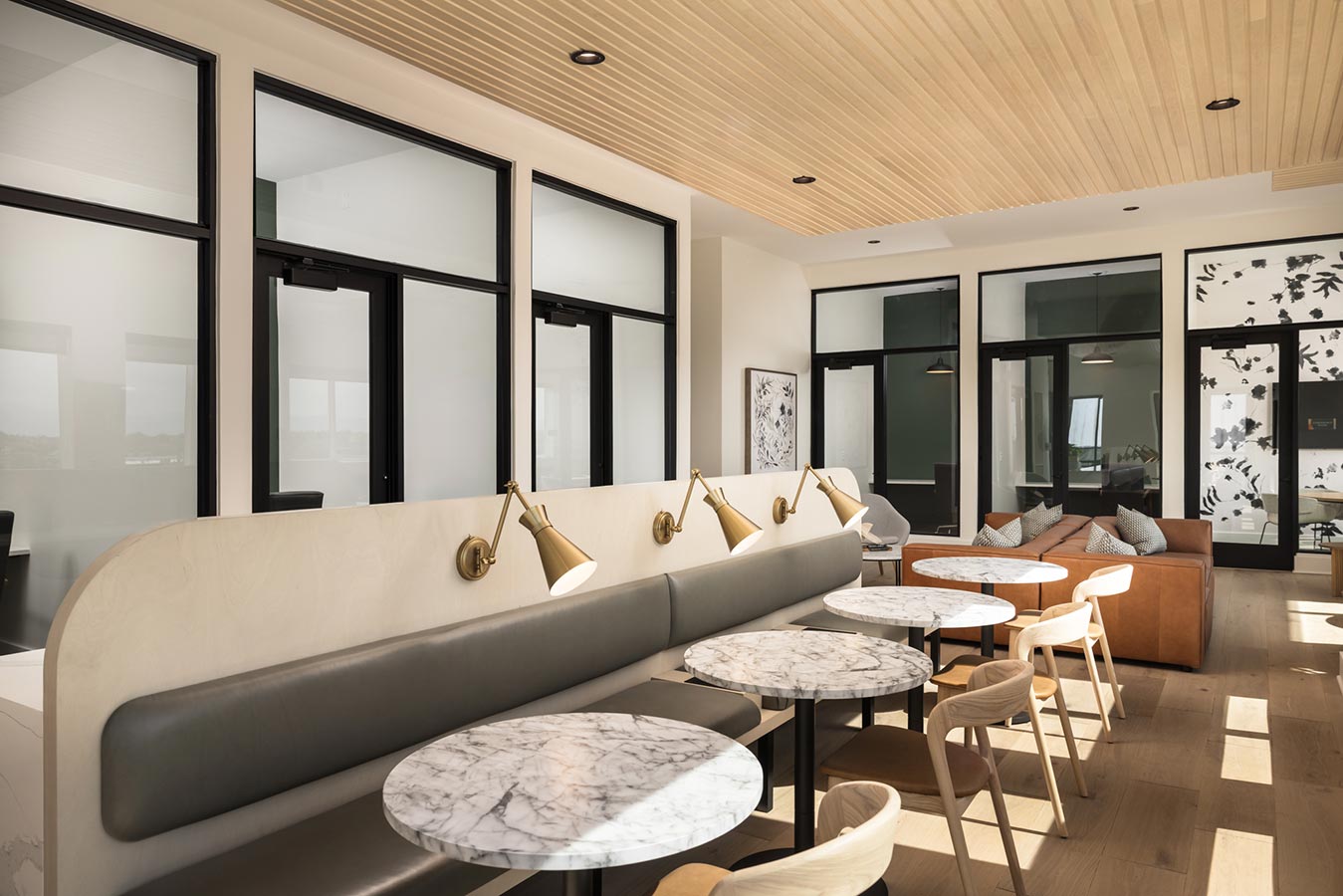 Clubhouse work space with tables and chairs