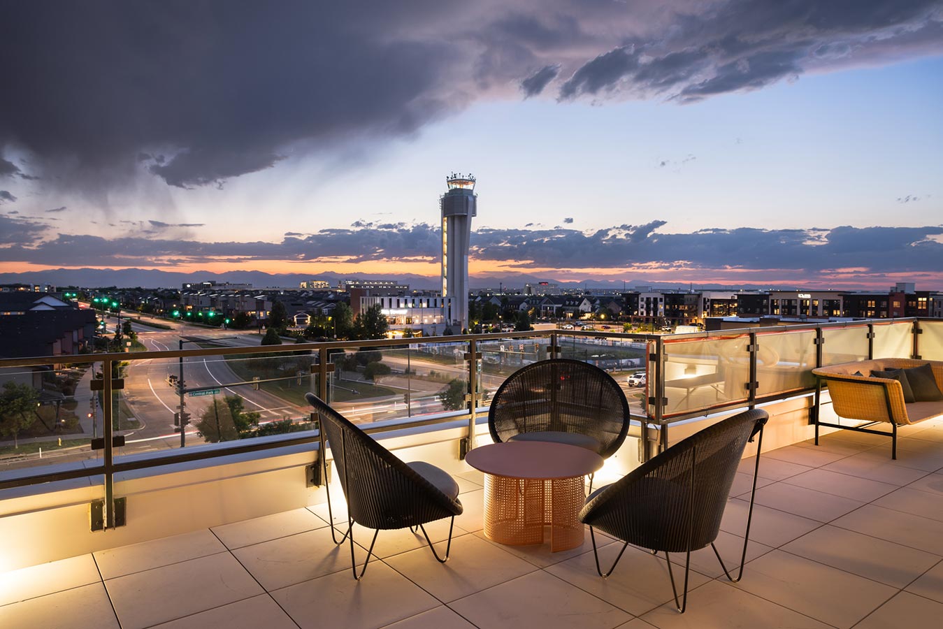 View from rooftop at sunset