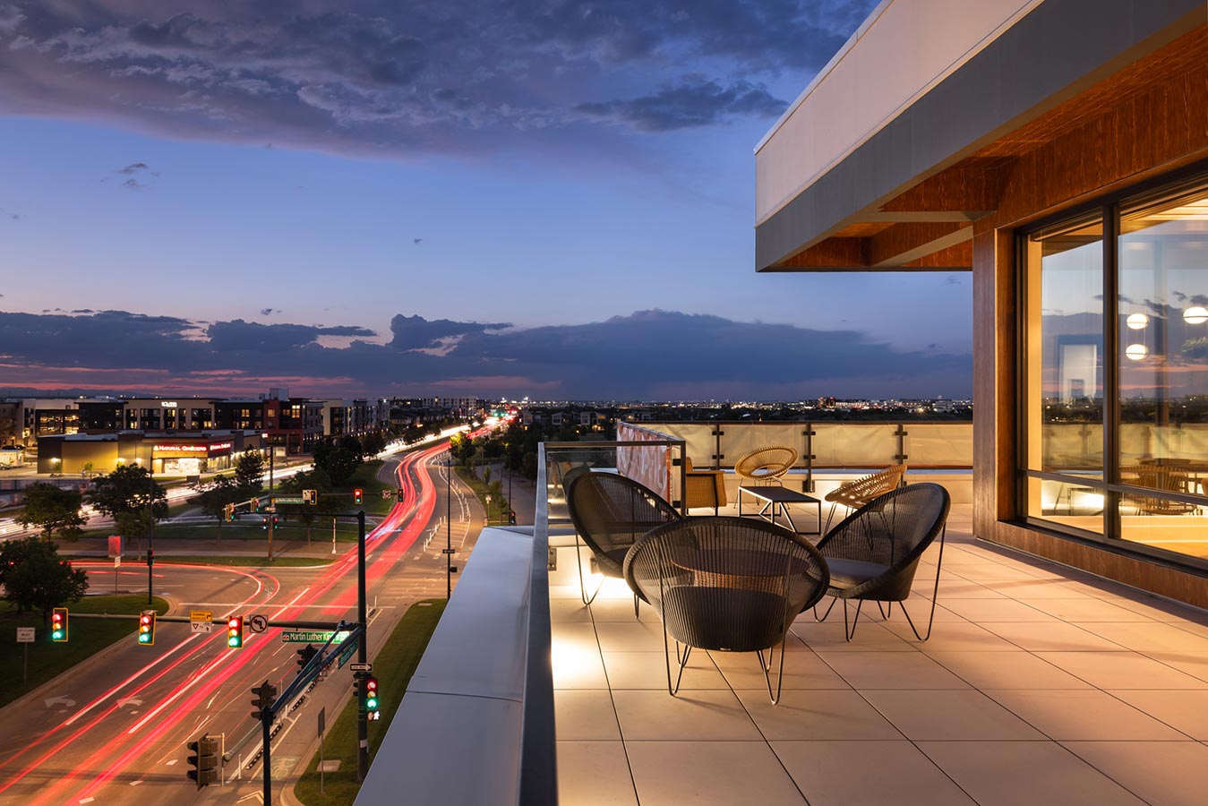 View from rooftop at sunset